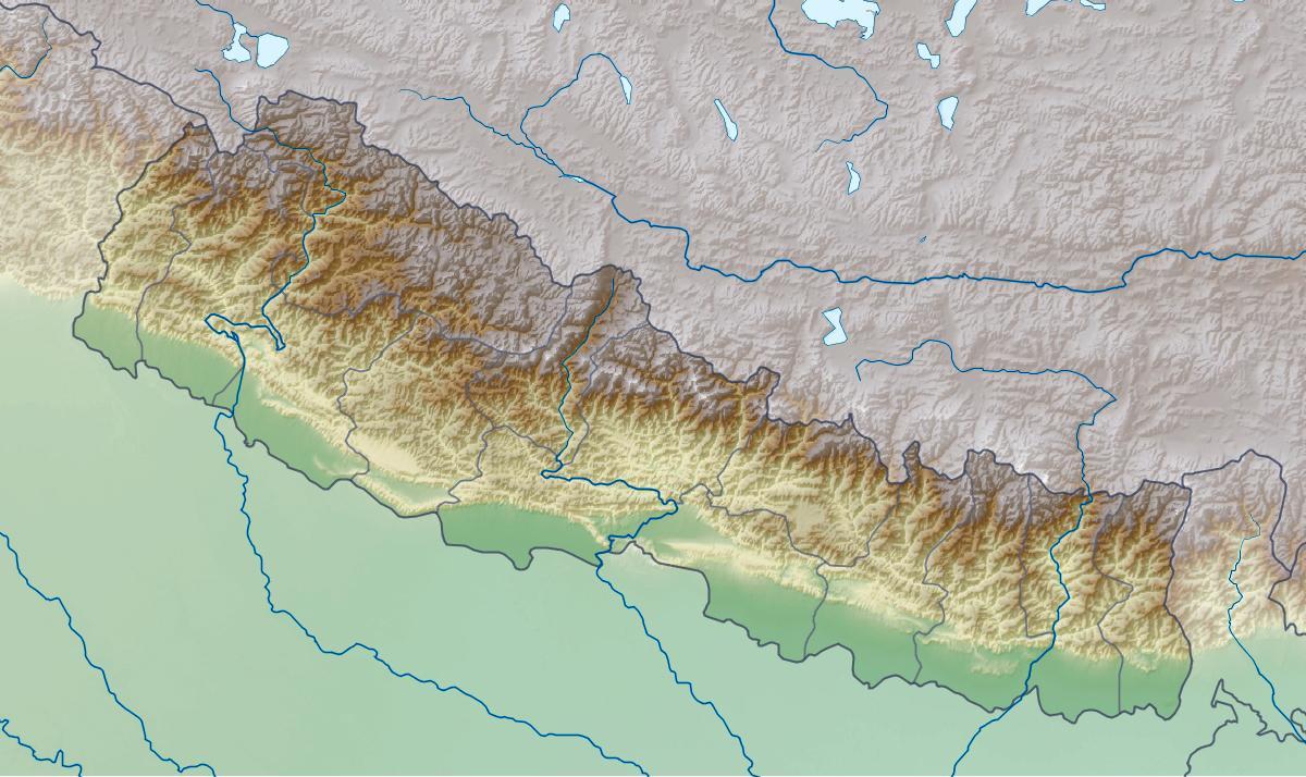 Kaart van fysieke nepal