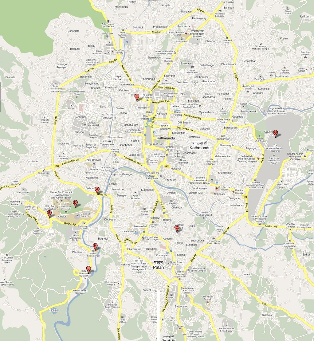 Kaart van de ktm-nepal