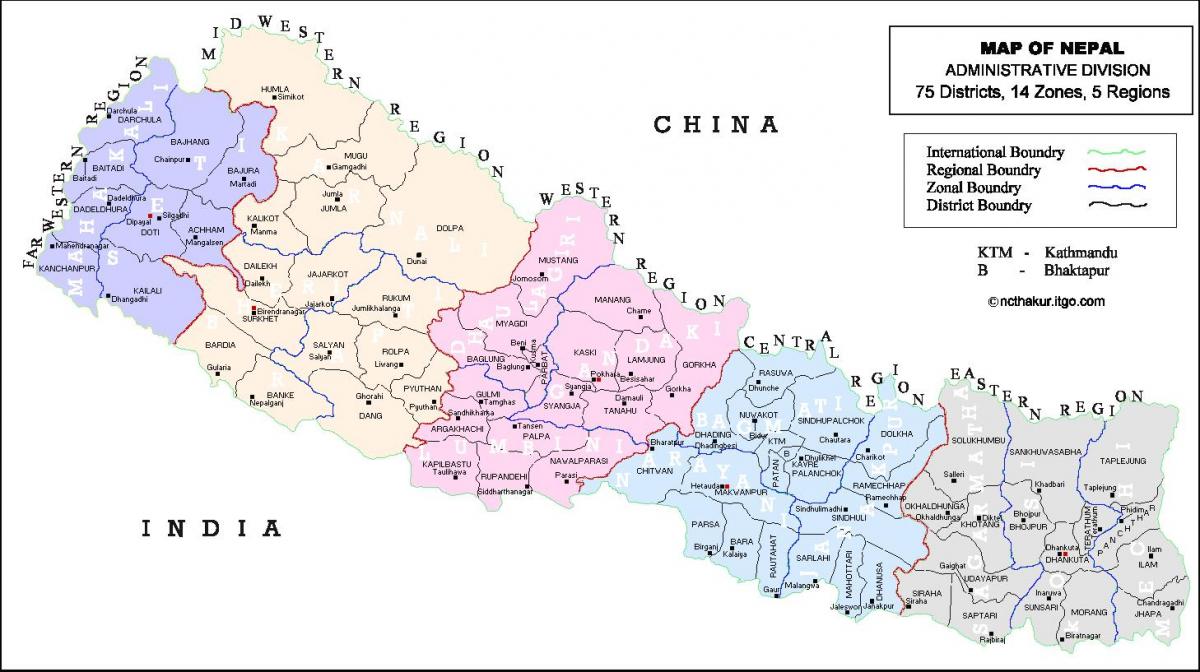 nepal 75 district kaart