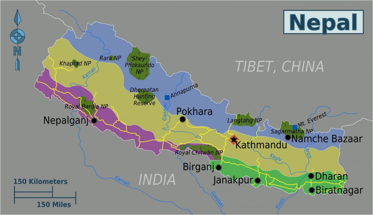geografische kaart van nepal