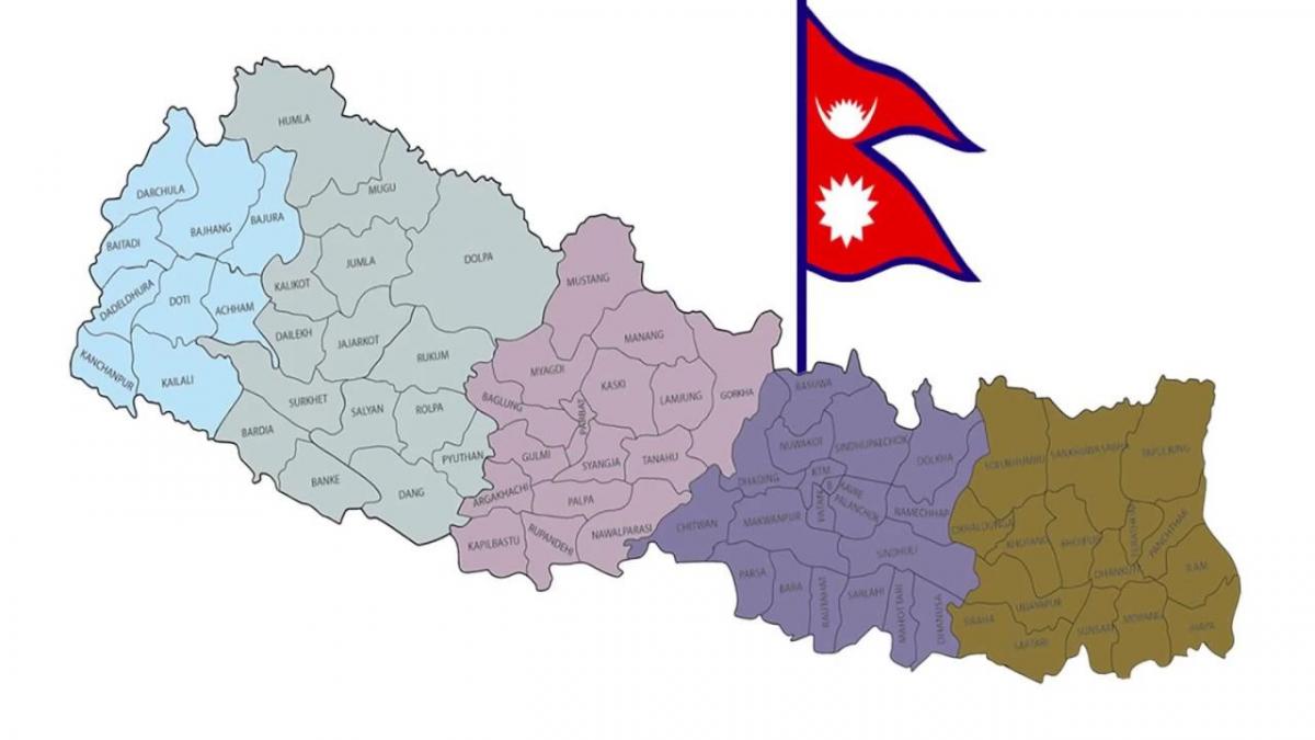 Kaart van nepal met vlag