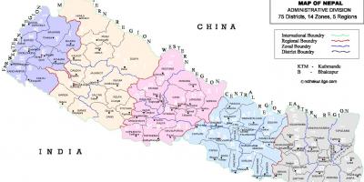 Nepal politieke kaart met wijken
