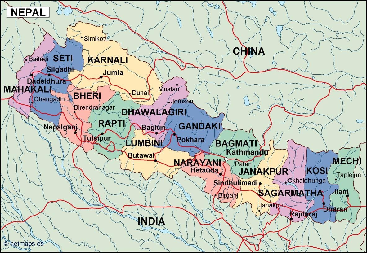 Kaart van digitale nepal