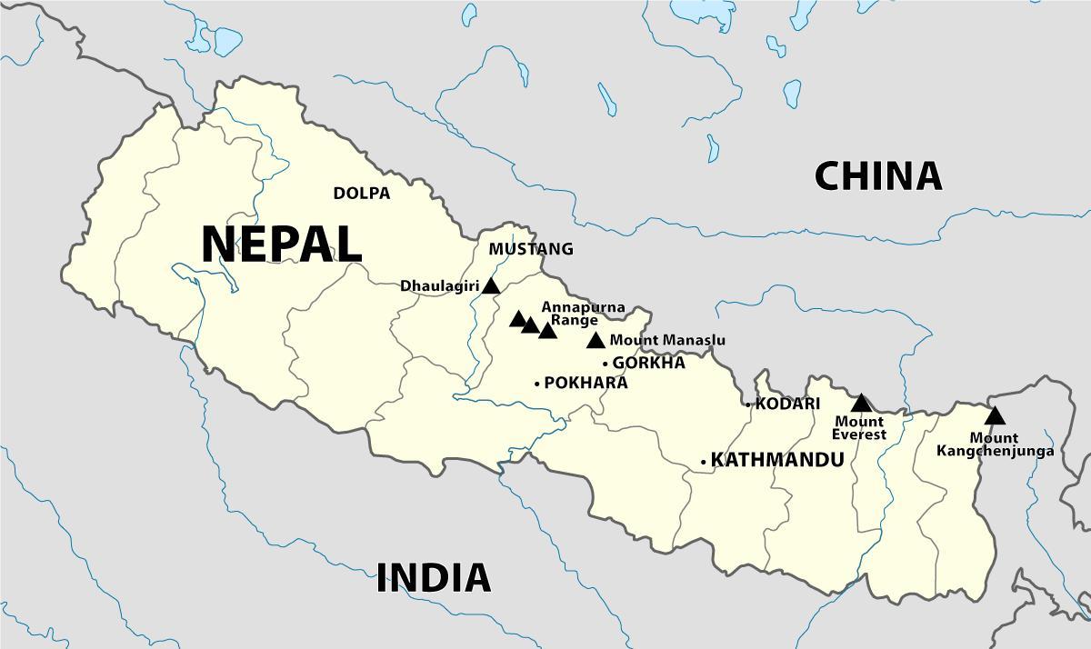 india nepal grens kaart