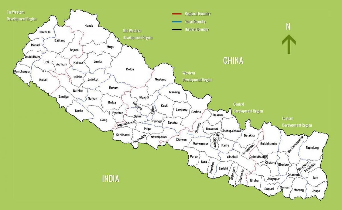 een kaart van nepal