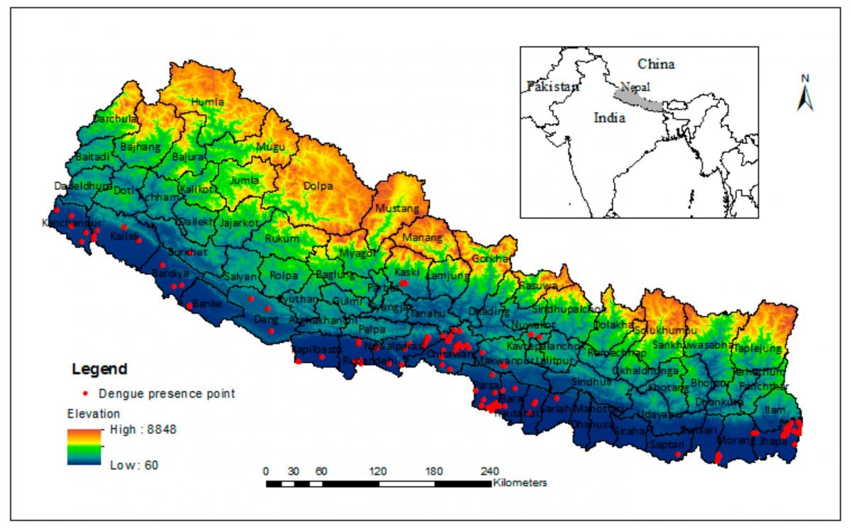Kaart van nepal klimaat