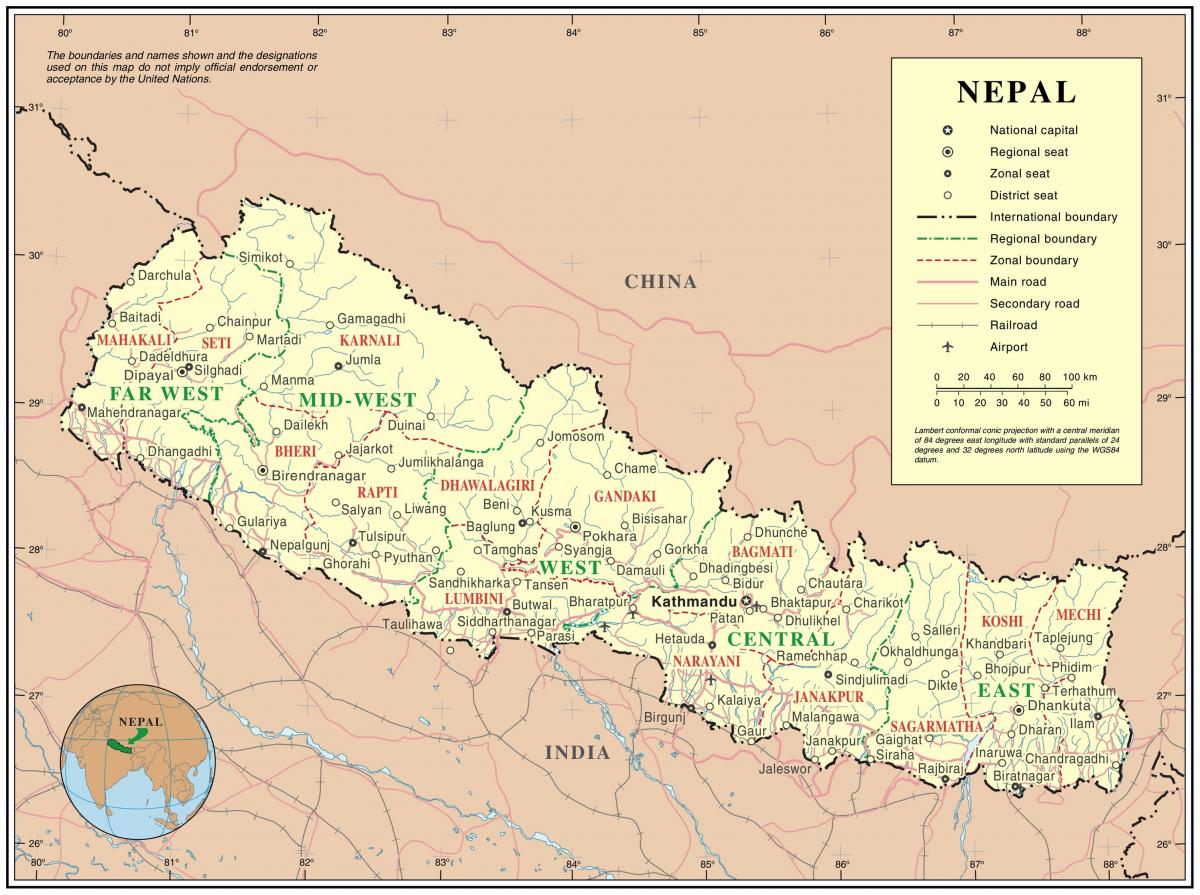 india nepal grens road kaart