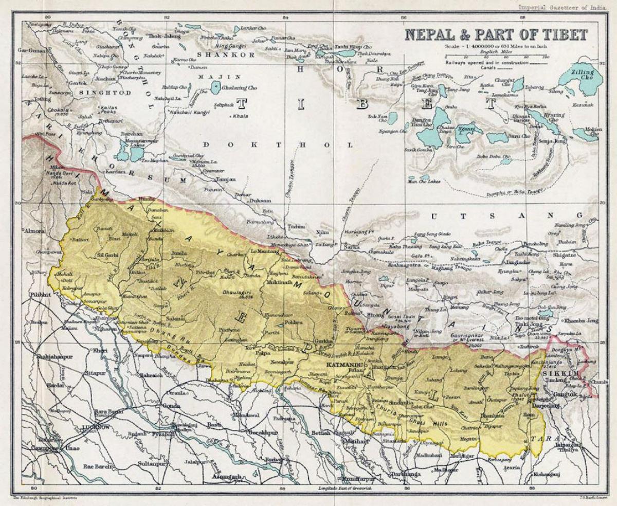 nepal oude kaart