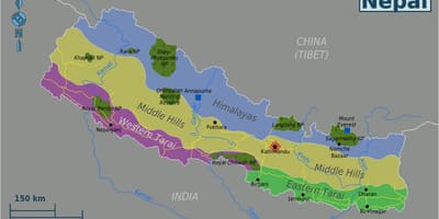 Kaart van de oorspronkelijke nepal