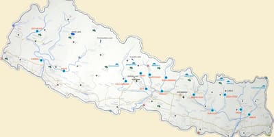Kaart van nepal met meren