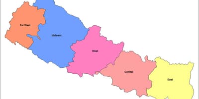 Kaart van oost-ontwikkeling regio van nepal