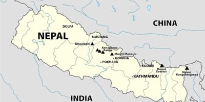 Kaart van nepal himalaya
