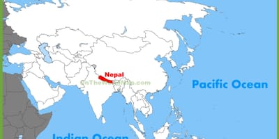 Nepal in azië kaart