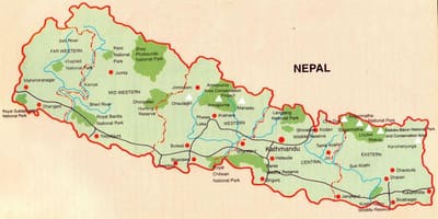 Kaart van nepal spoorweg butwal