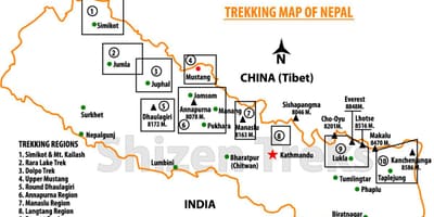 Nepal trektocht kaart