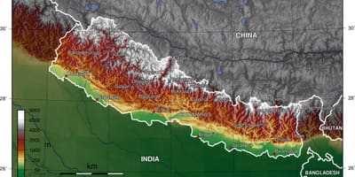 Topografische kaart van nepal